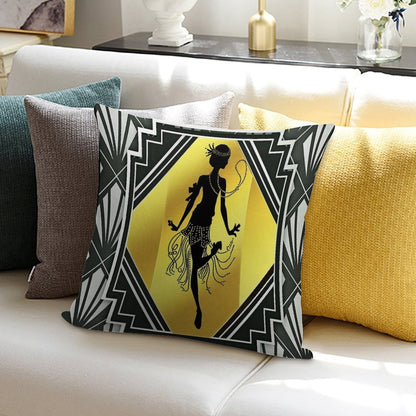 Art Deco Flapper Roaring 20's Gatsby Style Print Soft High-Density Material Throw Pillow