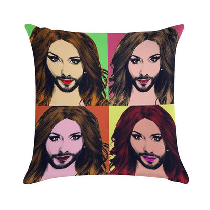 Conchita Wurst - Pop Art Soft Shrink-Resistant Throw Pillow