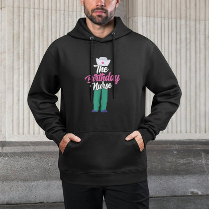 Funny Nursing School Students Gifts  Apparel - The Birthday Nurse - Womens Black - Small - Modern - Birthday - Nurses, Medical S Customizable Surface Hoodie