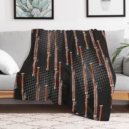 Bassoon on Black  Gray Machine-washable Throw Blanket