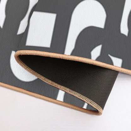 Dark Grey And White Mid-century Modern Abstract Loop Pattern  Non-Slip Bath Mat