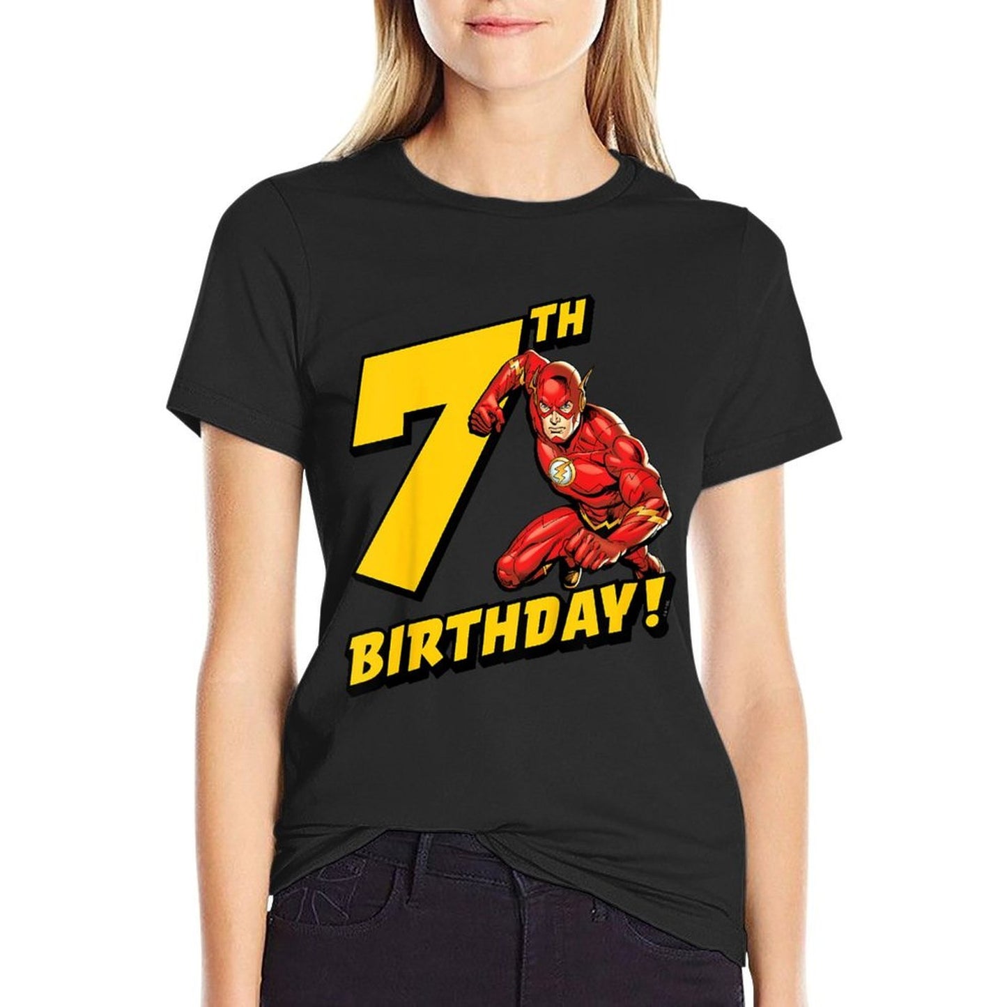 Kids The Flash 7th Birthday  Tagless Design T-Shirt