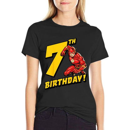 Kids The Flash 7th Birthday  Tagless Design T-Shirt