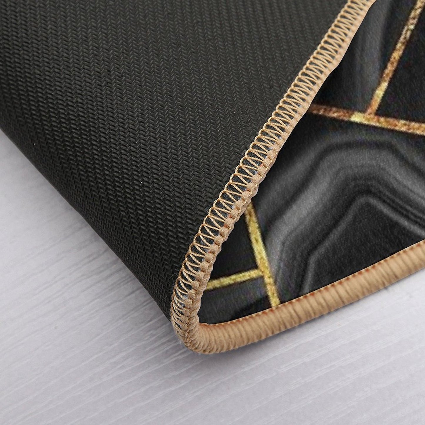 Black Night Agate Gold Geometric Glam #2 #geo #decor #art  Easy To Clean Bath Mat