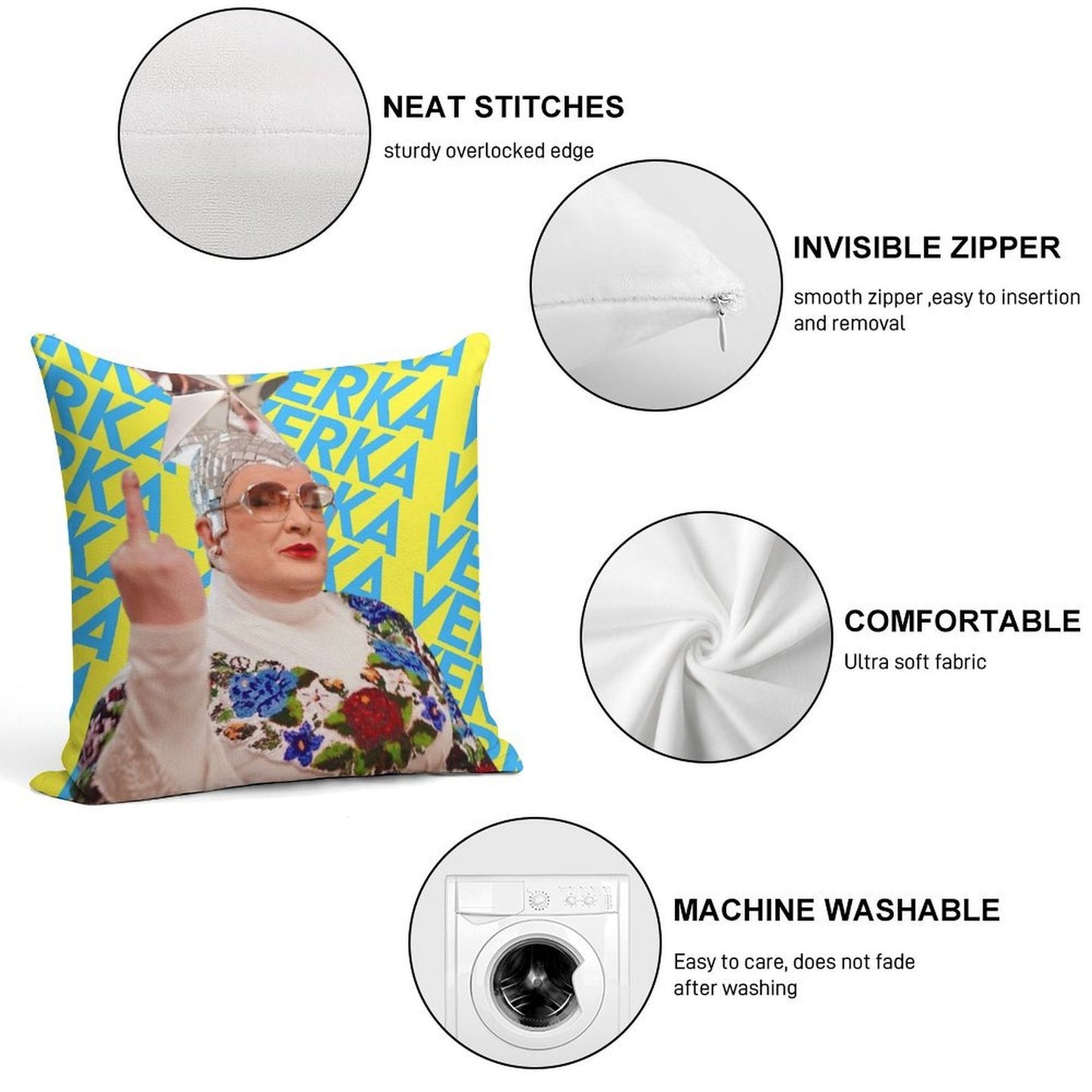 Verka Serduchka Soft Skin-Friendly Throw Pillow