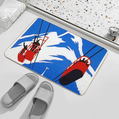 Vintage French Alps Gondola Winter Sport Ski Ad  Versatile Bath Mat