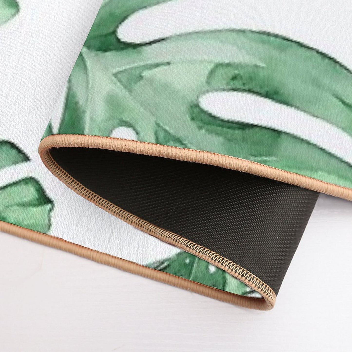 Monstera Pattern Green Durable Bath Mat