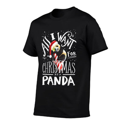 Panda Christmas Santa Hat Xmas Panda Lover  Heathered Texture T-Shirt