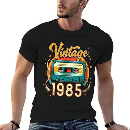 40th Birthday Gifts for Men Women Born in 1985 Retro Vintage  Rolled Sleeves T-Shirt