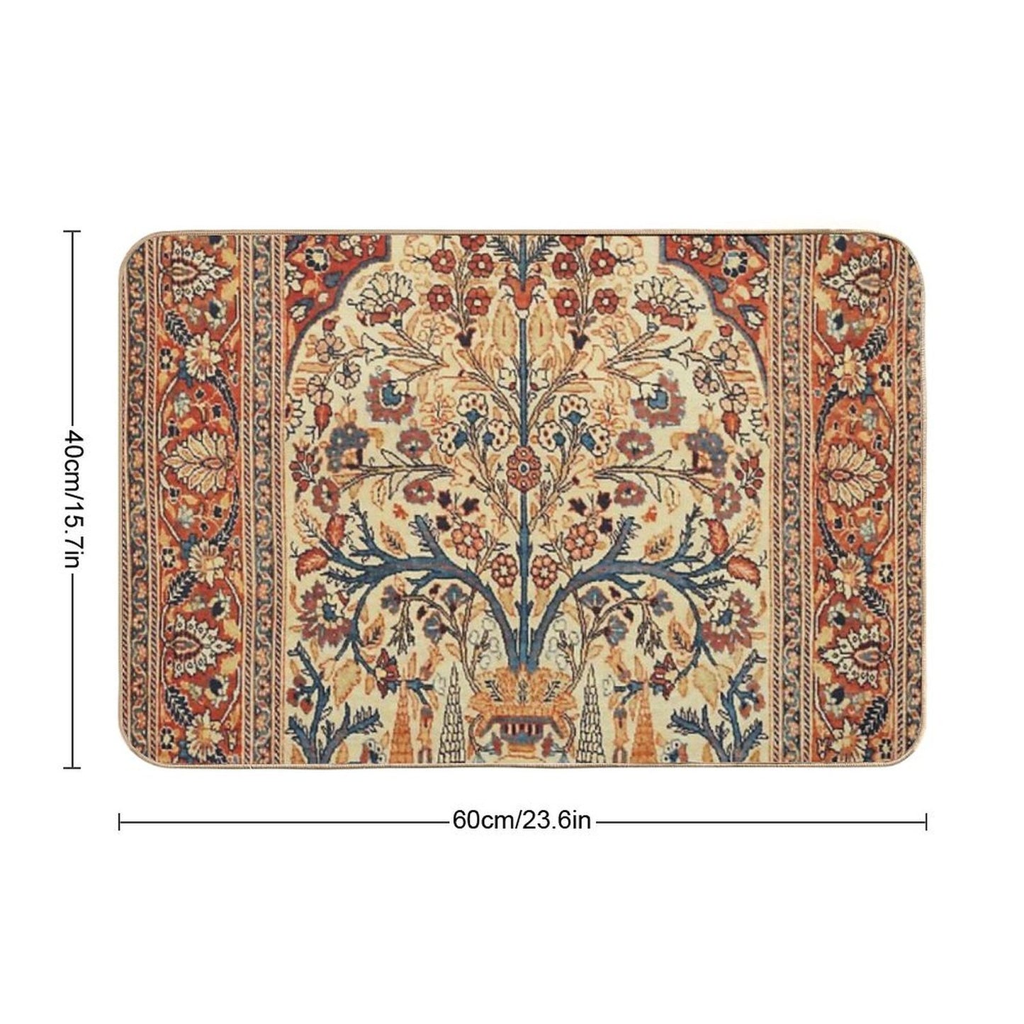 Tabriz Tree of Life Persian Rug Print Durable Bath Mat