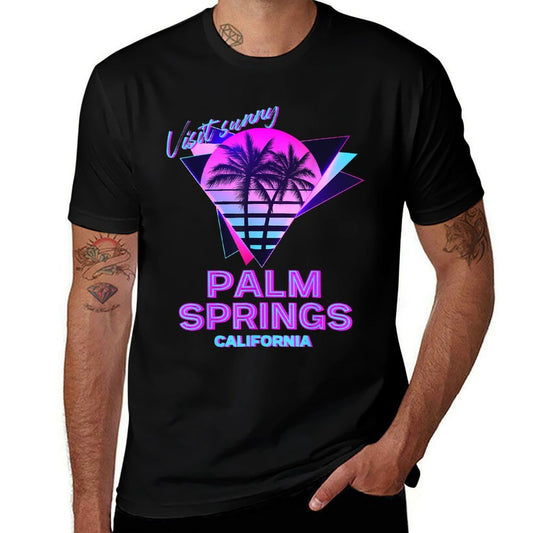 Palm Springs California 80s Retro Palm Tree Aesthetic Vibe  Odor-resistant T-Shirt