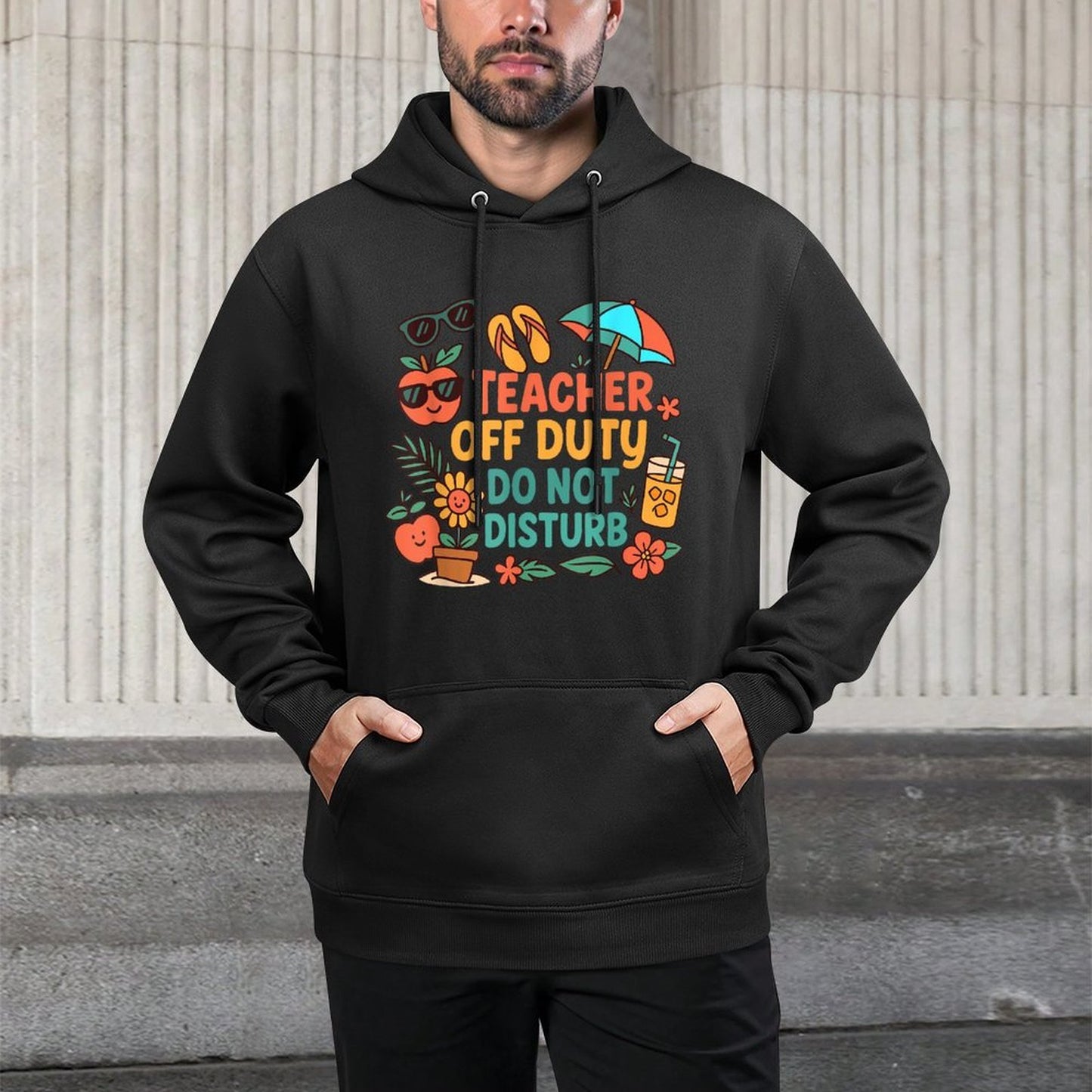 Teacher Off Duty Funny Summer Break for Teachers on Vacation Easy Care Hoodie