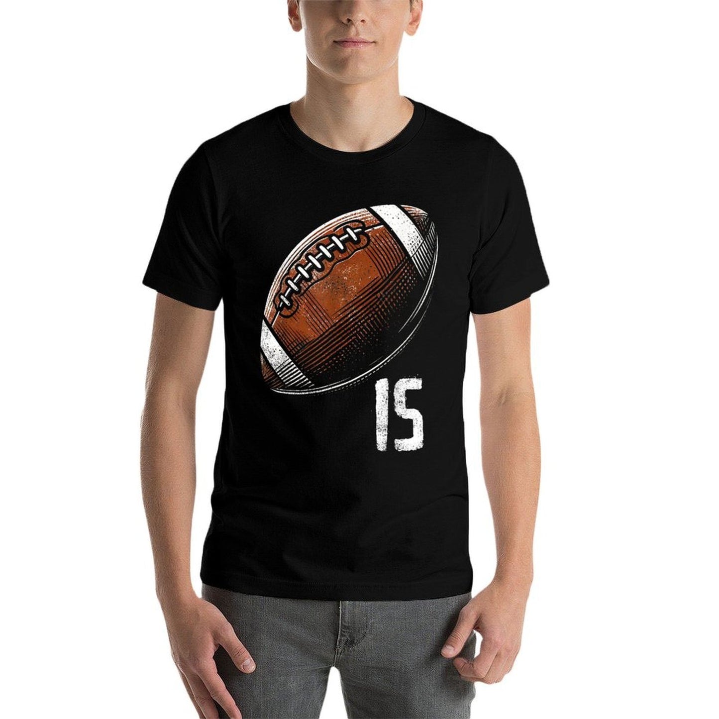 Football Jersey Number 15 Vintage 15th Birthday 15 Years Old  Cotton T-Shirt