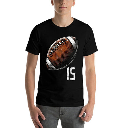 Football Jersey Number 15 Vintage 15th Birthday 15 Years Old  Cotton T-Shirt