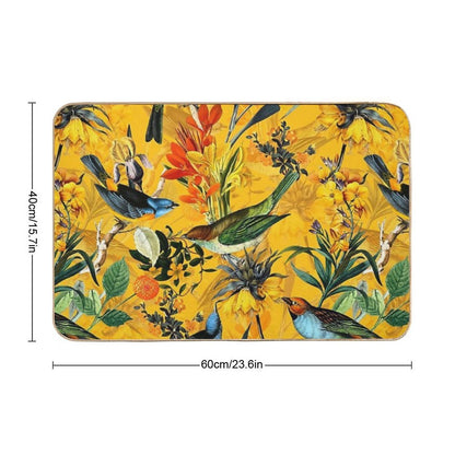 Pierre Joseph Redoute Vintage Flowers And Hummingbirds Nostalgic Botanical Garden Pattern Nightgarden  Dirt-Trapping Bath Mat