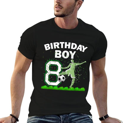 8th B-Day Soccer Sport Lover Theme 8 Year Old Birthday  Heathered Texture T-Shirt