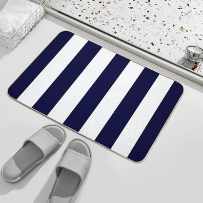 Classic Navy Blue And White Stripes  Anti-Trip Bath Mat