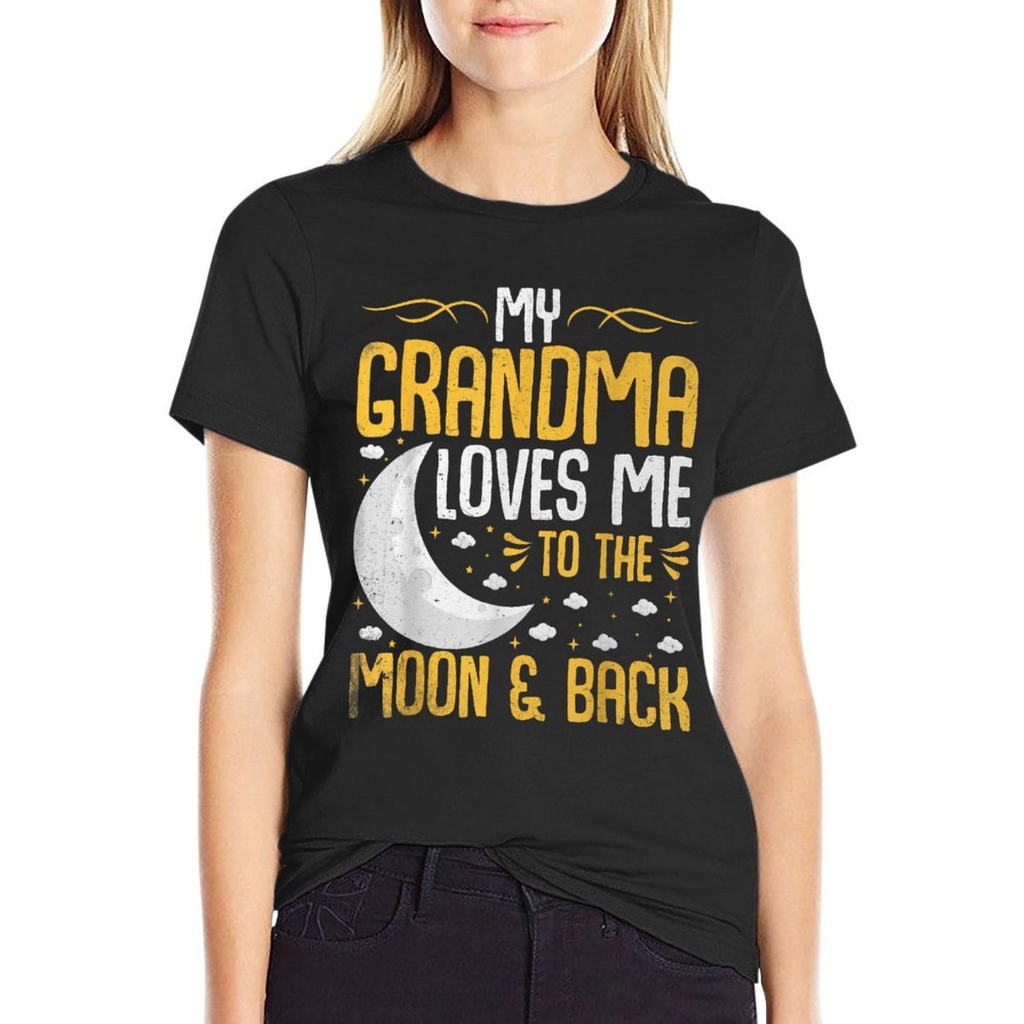 My Grandma Loves Me to The Moon & Back - Grandchild  Fade-proof Color T-Shirt