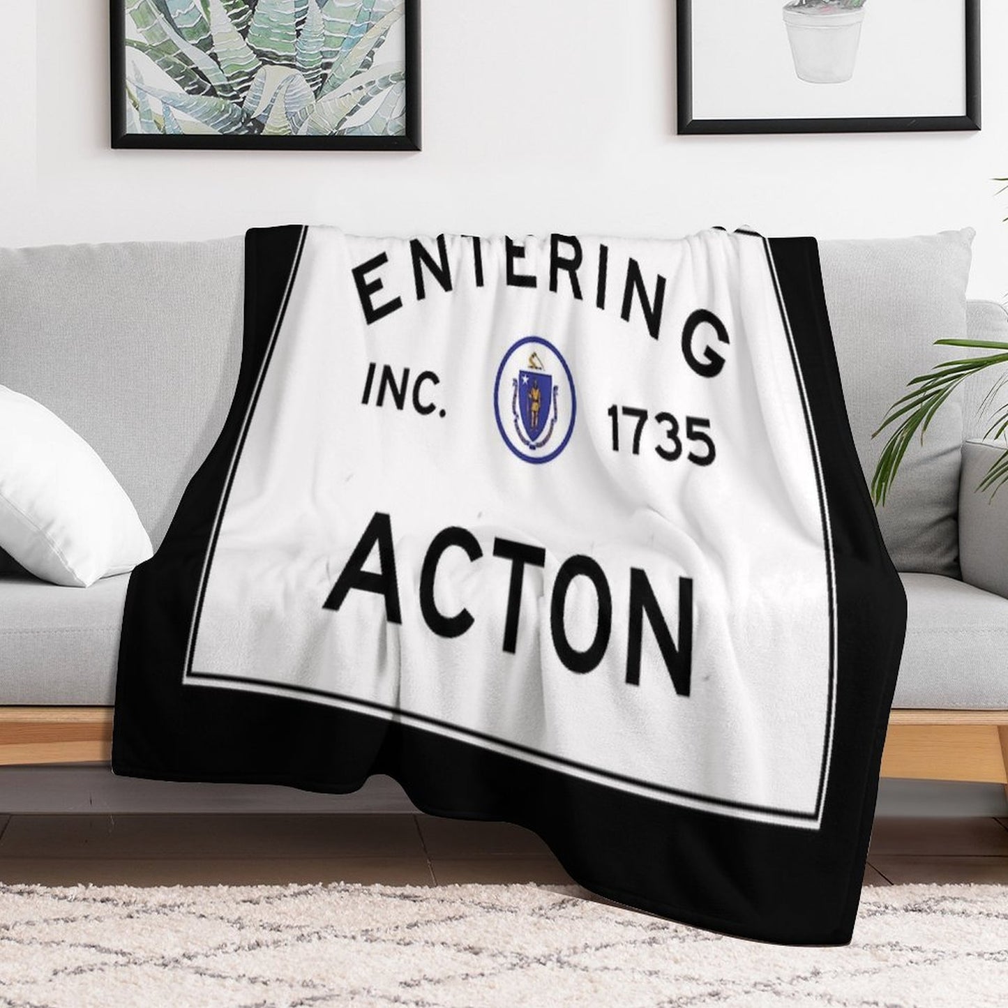 Entering Acton Massachusetts - Commonwealth of Massachusetts Road Sign Easy Care Throw Blanket