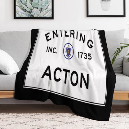 Entering Acton Massachusetts - Commonwealth of Massachusetts Road Sign Easy Care Throw Blanket