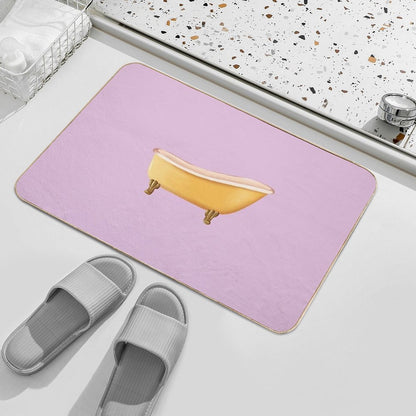 Vintage Yellow Bathtub  Repositionable Bath Mat