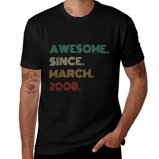 17 Years Old Awesome Since March 2008 17th Birthday  Easy-care T-Shirt