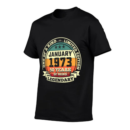 January 1973 50th Birthday Gift 50 Years Of Being Legendary  Heathered Texture T-Shirt