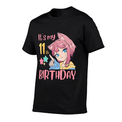 It's My 11th Birthday Anime Birthday Girl 11 Years Old Bday  Oversized Silhouette T-Shirt