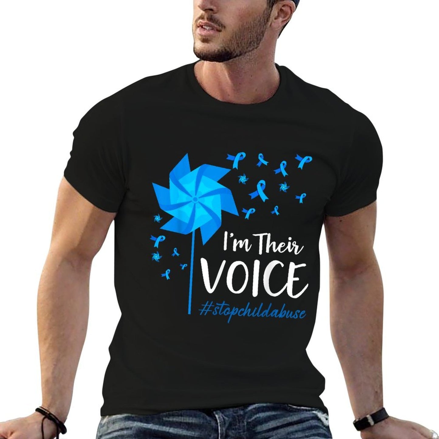 Child Abuse Prevention Awareness I'm Their Voice Pinwheel  Graphic-printed T-Shirt