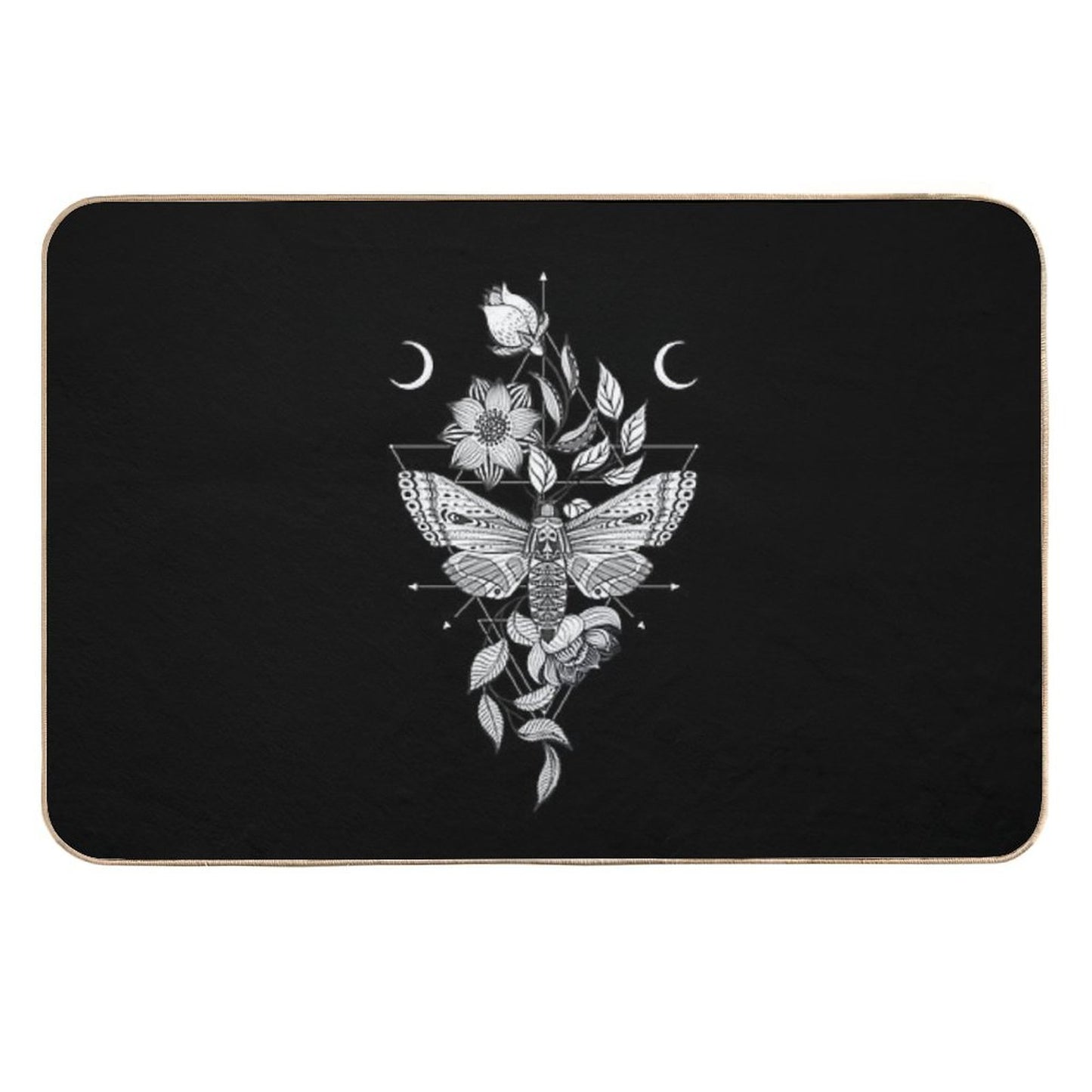 Skull Moth & Flowers • Goth  High-Traffic Bath Mat