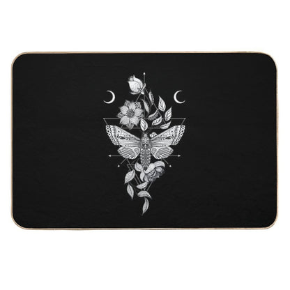 Skull Moth & Flowers • Goth  High-Traffic Bath Mat