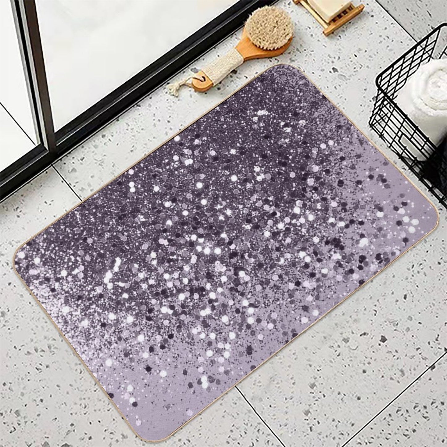 Lavender Lady Glam #2 (Photo of Glitter Only - Not Reflective)  Repositionable Bath Mat