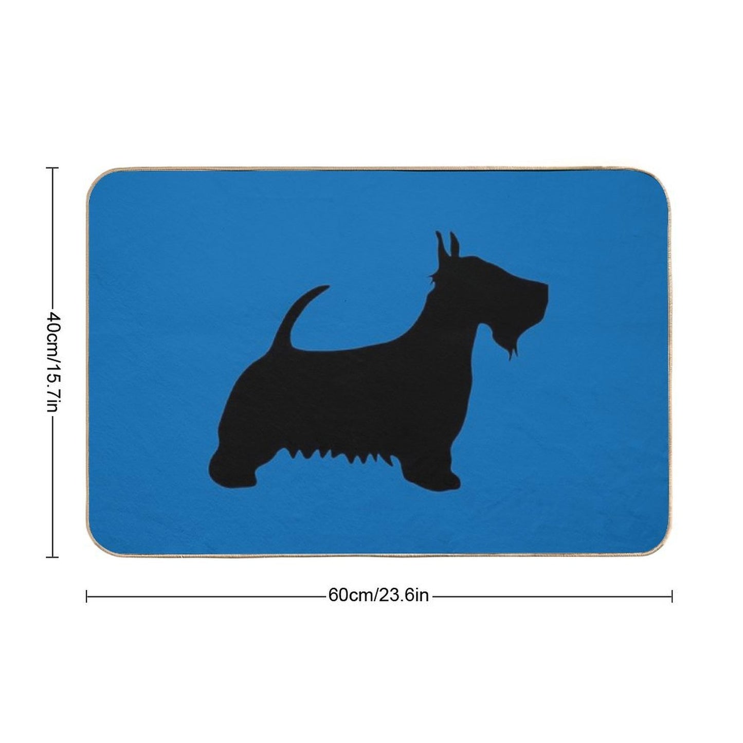 Scottish Terrier Dog Silhouette - Black on Scottish Saltire Blue Background  Rapid-Drying Bath Mat