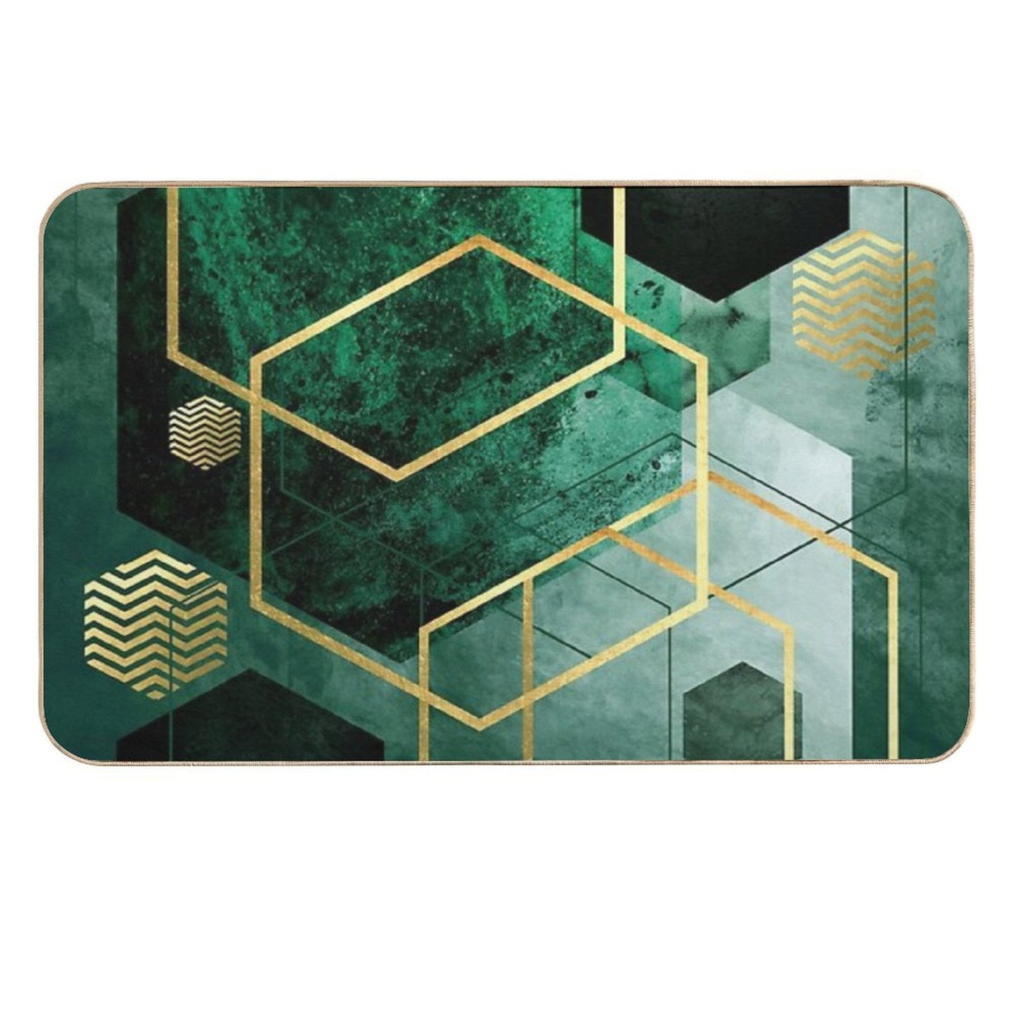 Emerald Green Geo  Dirt-Trapping Bath Mat