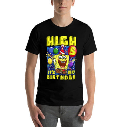 Mademark X SpongeBob SquarePants - SpongeBob Hi 5 Its My Birthday 5th Birthday Gift Boys Girls  Eco-friendly Material T-Shirt