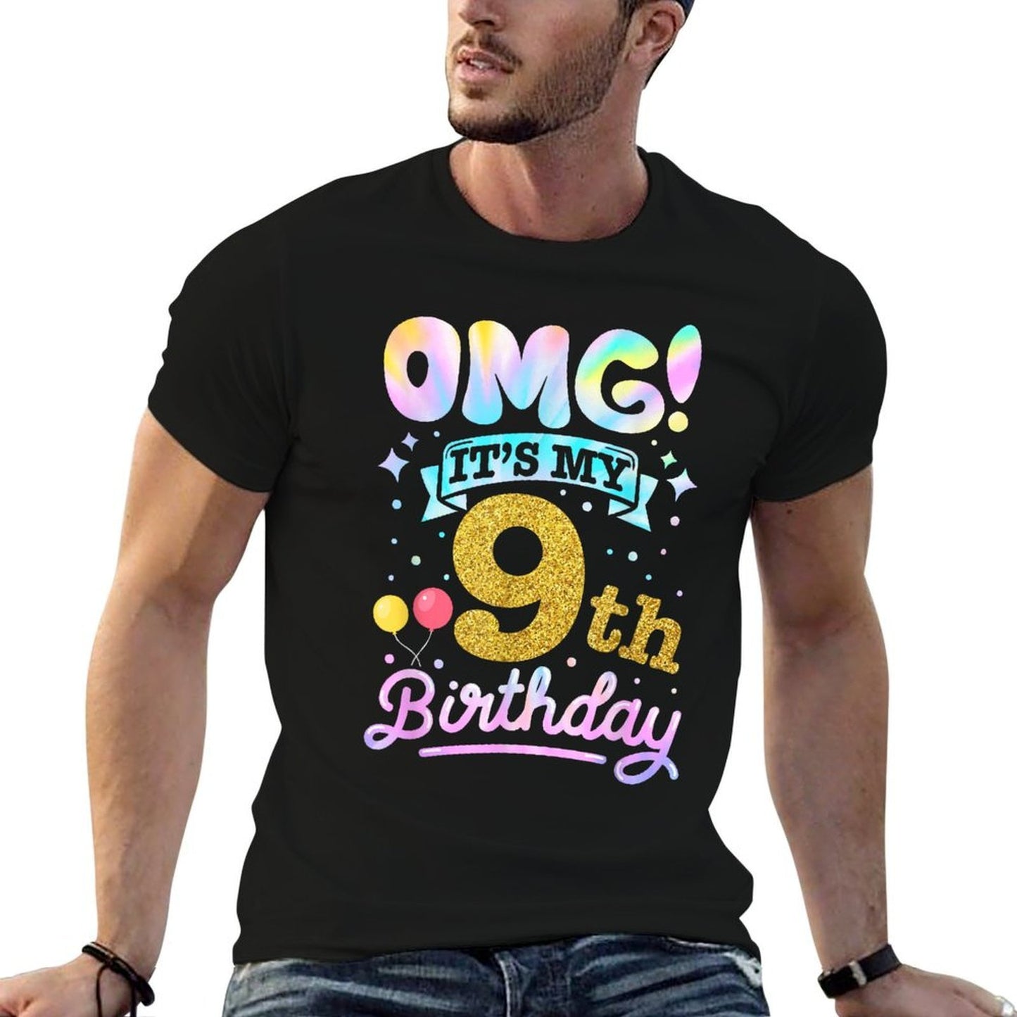 OMG It's My 9th Birthday Girls 9 Years Old Birthday  Wrinkle-resistant T-Shirt
