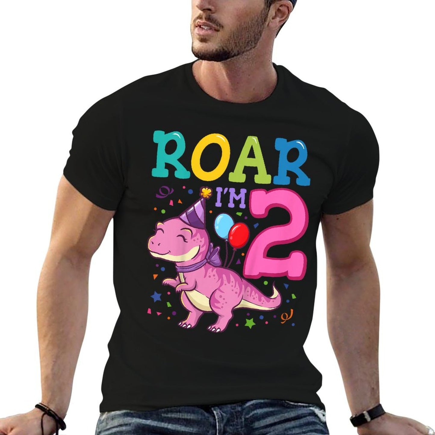 Kids Roar Im 2 Year Old Dinosaur Girl 2nd Birthday Party  Classic T-Shirt