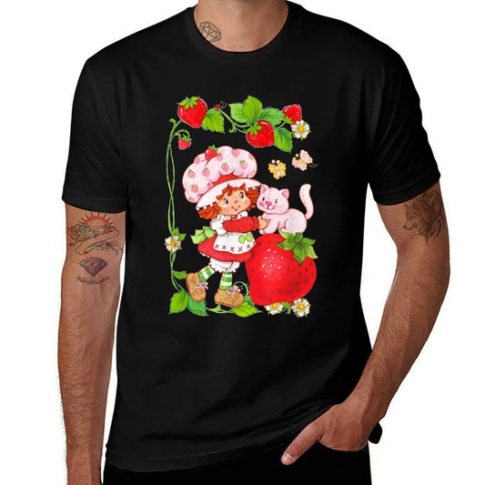 Strawberry Shortcake & Kitty Berry Picking Vintage  Slim-fit Cut T-Shirt