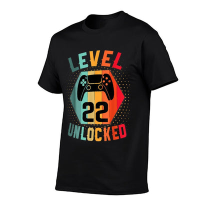 Level 22 Unlocked Birthday Shirt Vintage Gamer 22nd Birthday  Tagless Design T-Shirt