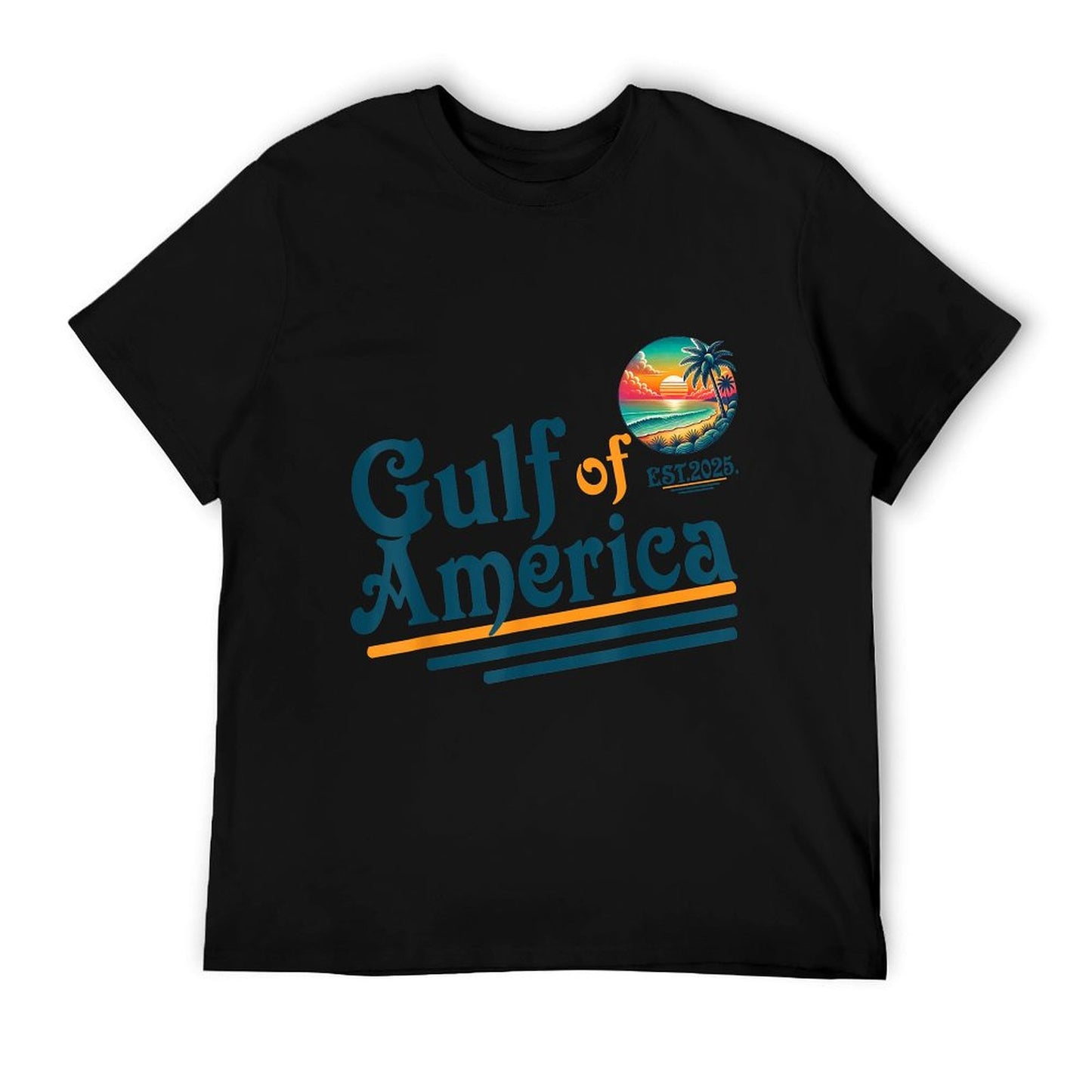 Vintage Gulf Of Us America Retro Sunset Gulf Of Us America Oversized Silhouette T-Shirt