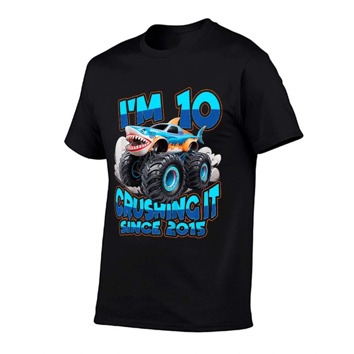 Kids 10 Years Old Boys 10th Shark Monster Truck Birthday Party  Classic T-Shirt