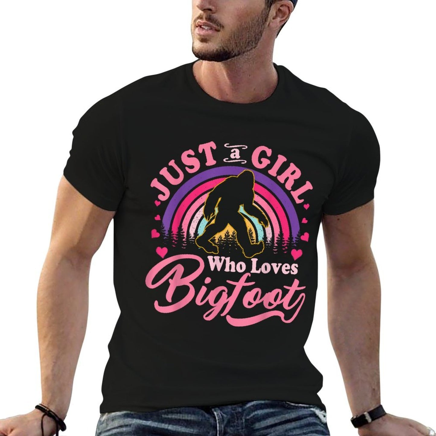 Just A Girl Who Loves Bigfoot Sasquatch Gifts Forn Girls  Wrinkle-resistant T-Shirt