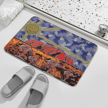 Authentic Aboriginal Art - Uluru Sky  Non-Slip Bath Mat