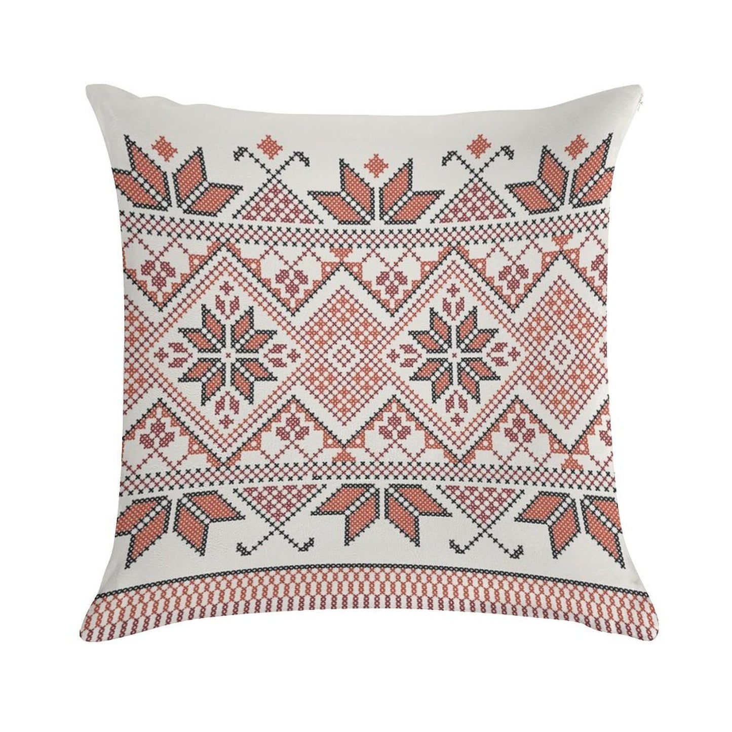 Palestinian Jordanian Tatreez Cross Stitch Realistic Traditional Embroidery Pattern Design #4 Soft Gift Ready Throw Pillow