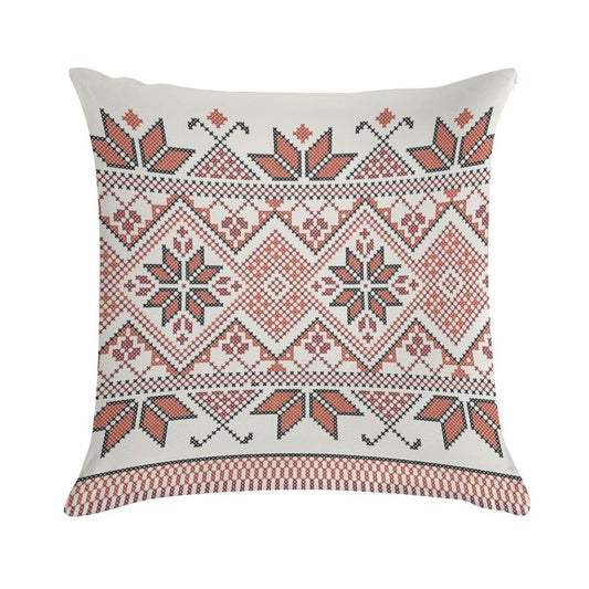 Palestinian Jordanian Tatreez Cross Stitch Realistic Traditional Embroidery Pattern Design #4 Soft Gift Ready Throw Pillow