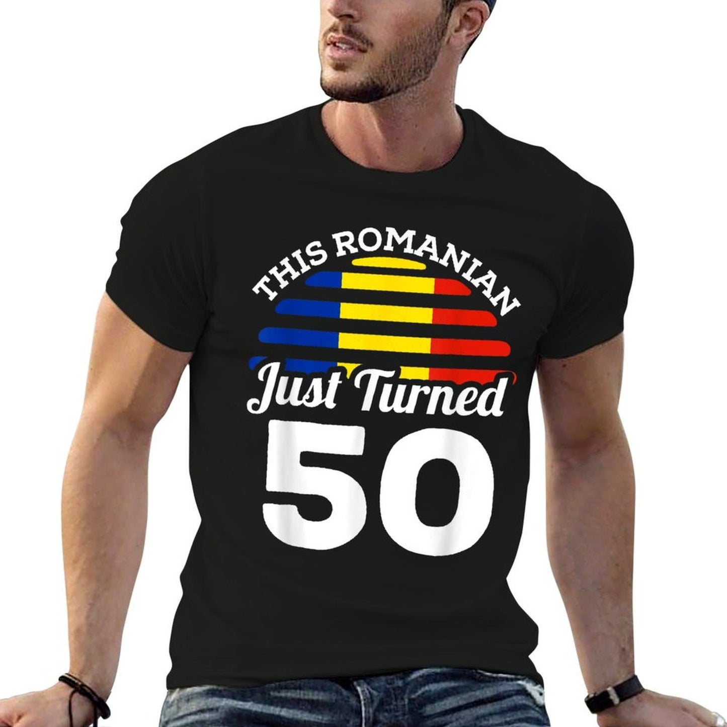 This Romanian Just Turned 50 Romania 50th Birthday Gift  Moisture-wicking T-Shirt