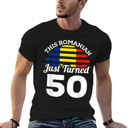 This Romanian Just Turned 50 Romania 50th Birthday Gift  Moisture-wicking T-Shirt