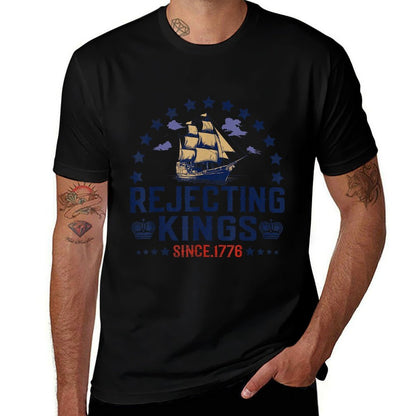 Rejecting Kings Since 1776 Vintage Patriotic No Kings  Rolled Sleeves T-Shirt