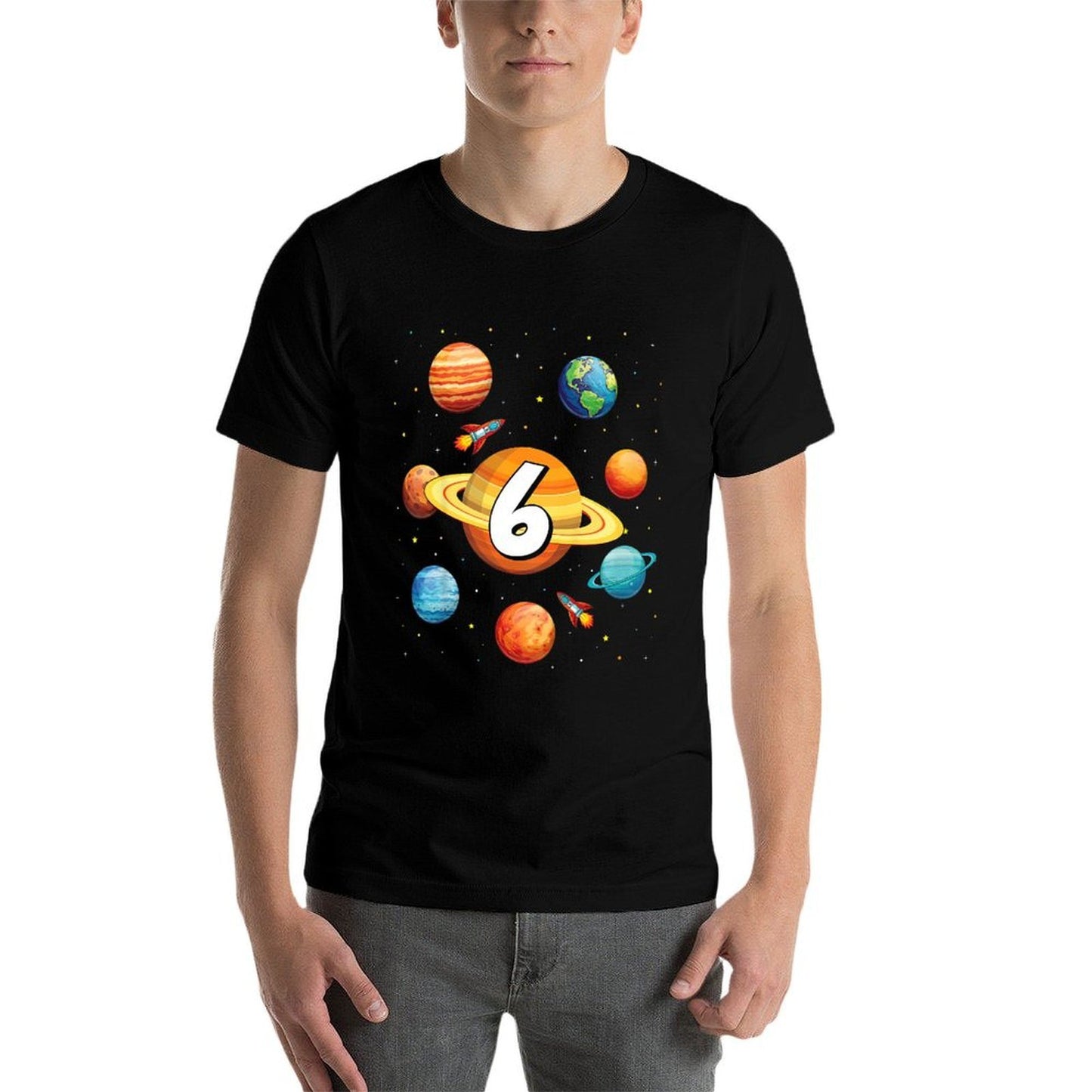 Kids 6 Year Old Boys Kids Space Solar Planets 6th Birthday  Odor-resistant T-Shirt