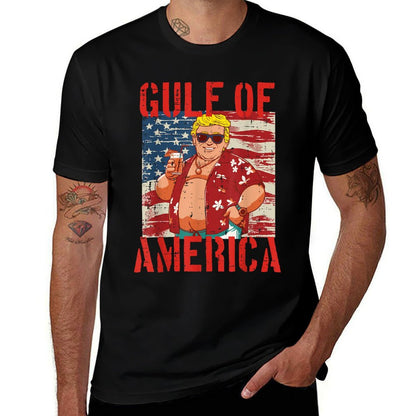 Gulf Of USA America American Flag Men Women Kids Cotton T-Shirt